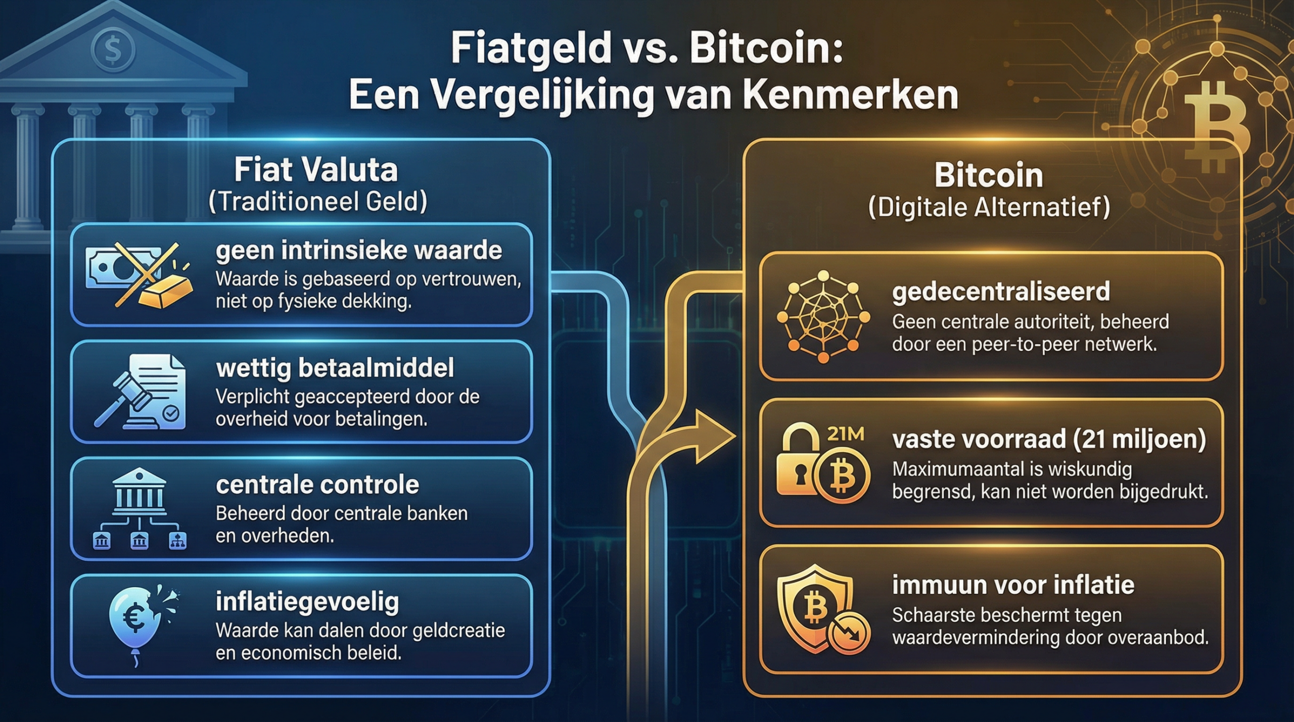 Fiatgeld vs. Bitcoin: Een Vergelijking van Kenmerken